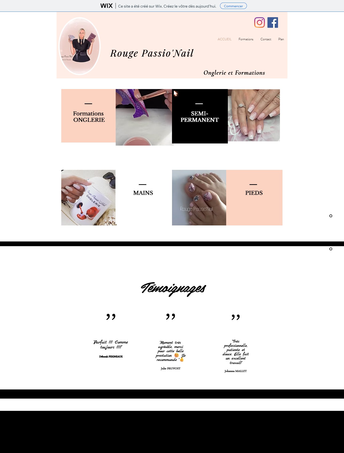 Ancien site Rouge Passio'Nail sur Wix, avant Digily